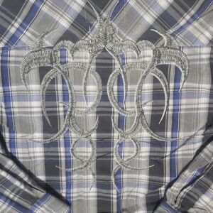 Oakland Fight For It Men's XL Plaid Button-Up Shirt Long Sleeve Embroidered B67